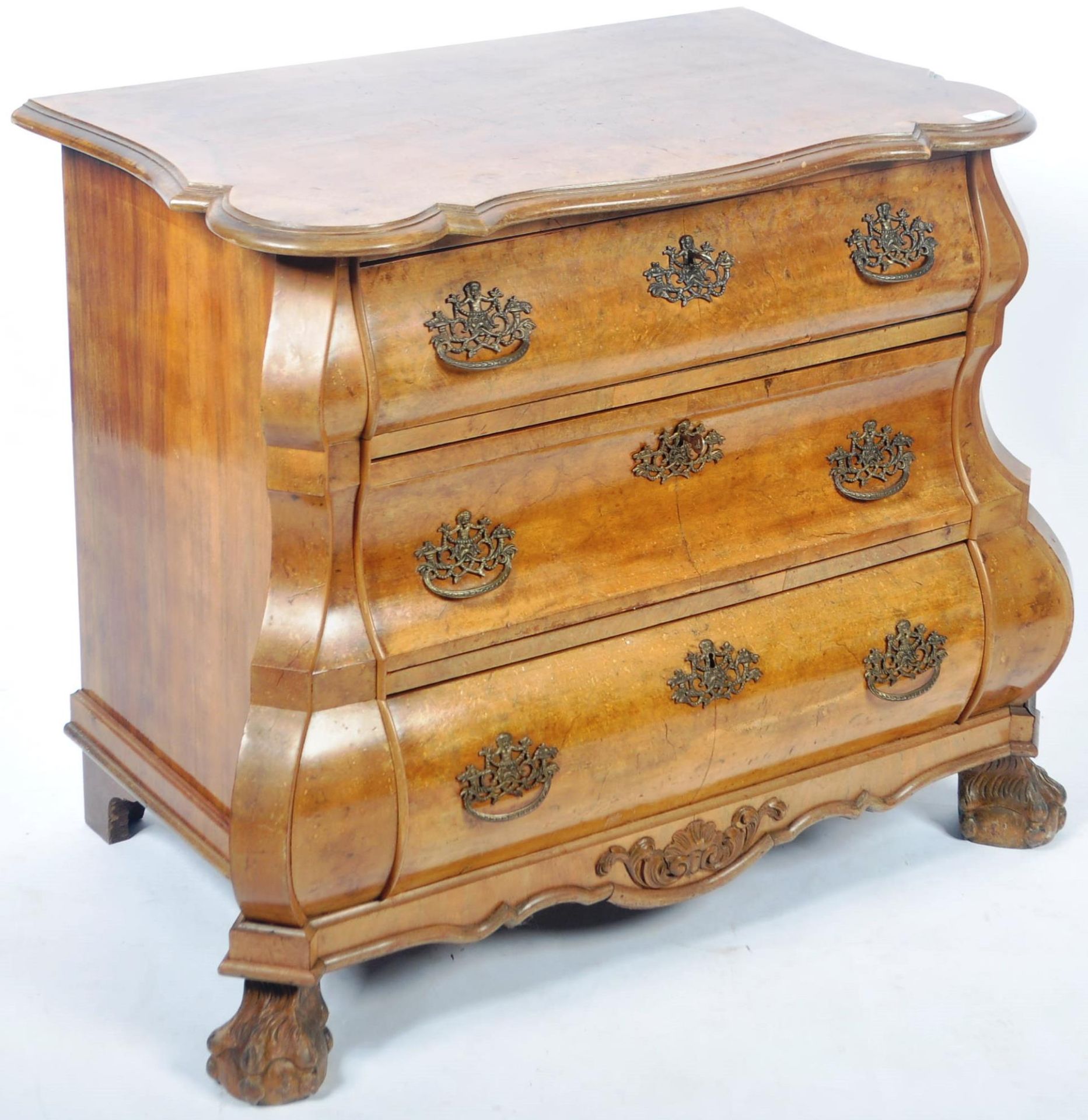 19TH CENTURY ANTIQUE WALNUT COMMODE CHEST OF DRAWERS - Image 2 of 8