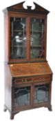 ANTIQUE 19TH CENTURY YEW & MAHOGANY BUREAU BOOKCASE