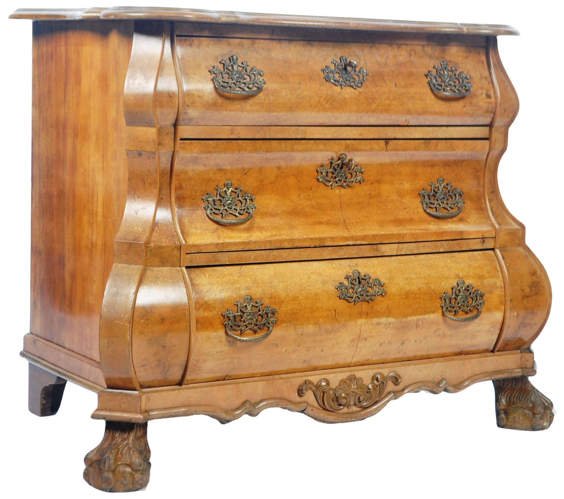 19TH CENTURY ANTIQUE WALNUT COMMODE CHEST OF DRAWERS