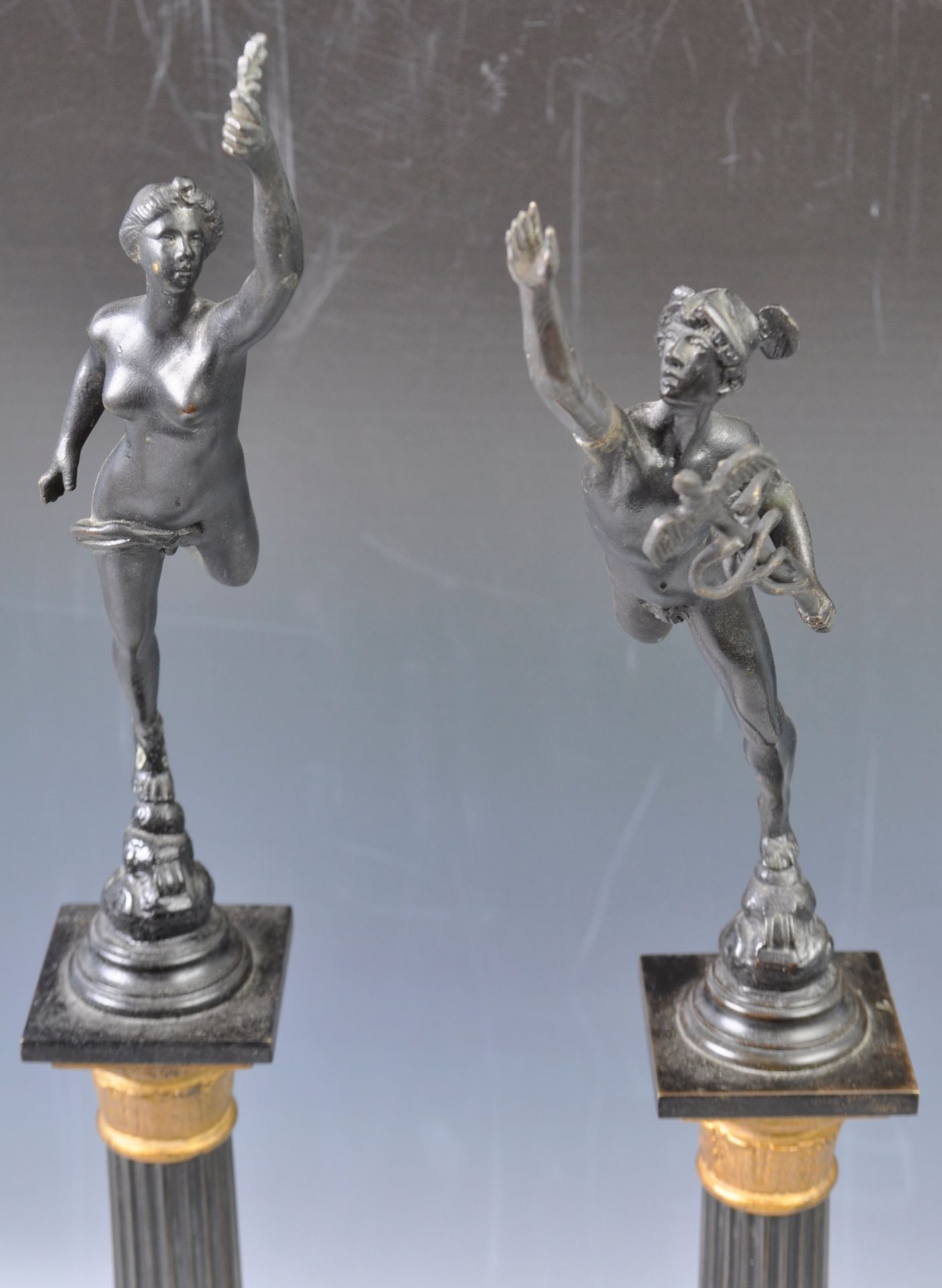 PAIR OF 19TH CENTIR BRONZE STATUES OF MERCURY & FORTUNA - Image 2 of 7