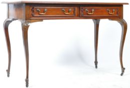 ANTIQUE 20TH CENTURY MAHOGANY DOUBLE DRAWER WRITING DESK