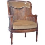 19TH CENTURY ANTIQUE FRENCH WALNUT BERGERE CANE ARMCHAIR