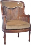 19TH CENTURY ANTIQUE FRENCH WALNUT BERGERE CANE ARMCHAIR