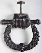 19TH CENTURY VICTORIAN CAST IRON EBONISED DOOR KNOCKER