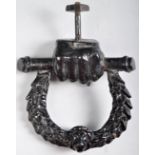 19TH CENTURY VICTORIAN CAST IRON EBONISED DOOR KNOCKER