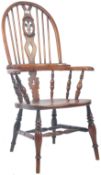 19TH CENTURY ELM & YEW WOOD WINDSOR CARVER ARMCHAIR