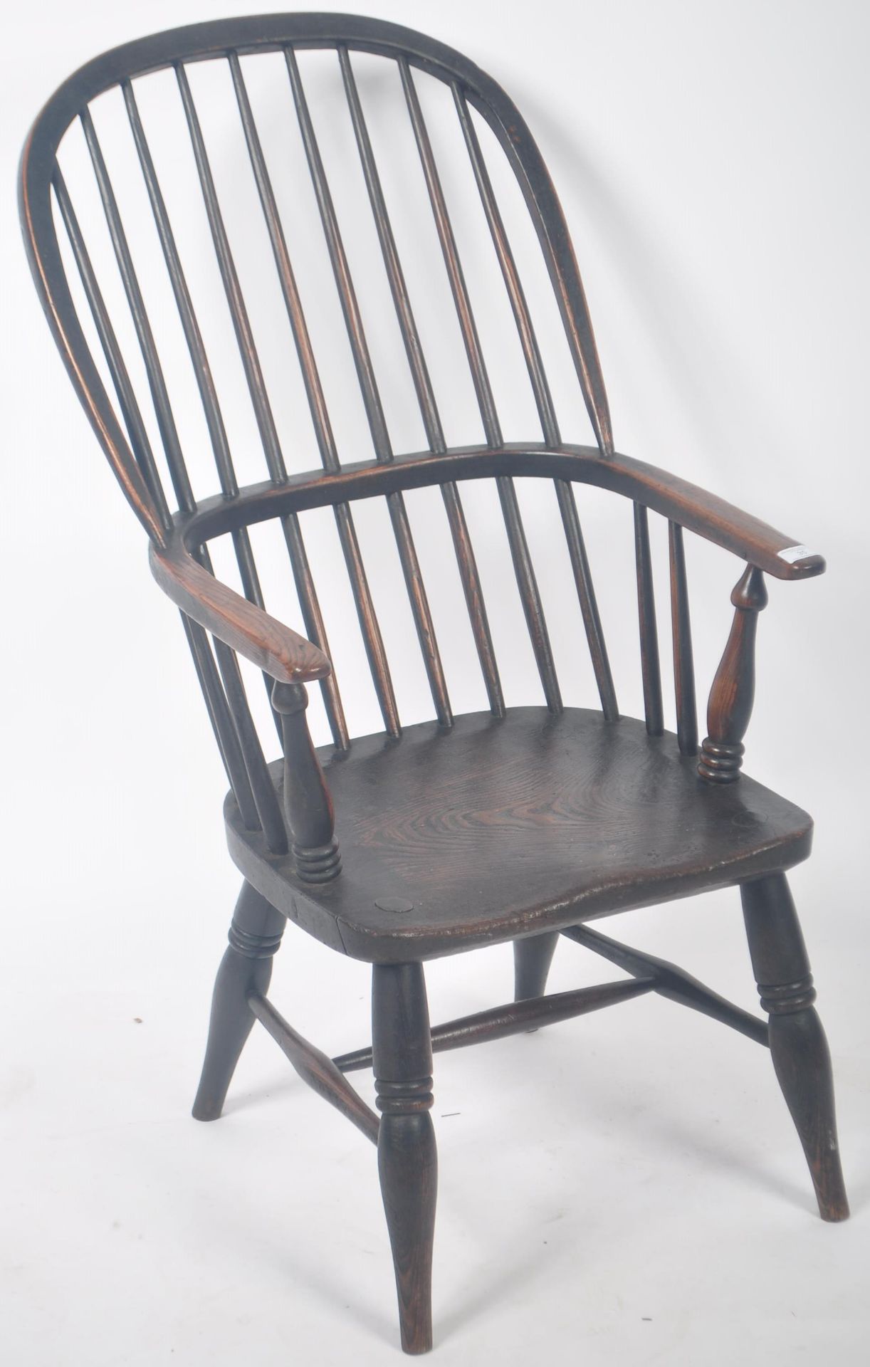 19TH CENTURY GEORGIAN OAK AND ELM WINDSOR ARMCHAIR - Image 2 of 7