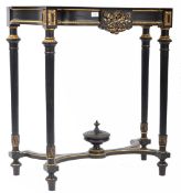 19TH CENTURY FRENCH EBONISED AND GILT WOOD CONSOLE TABLE