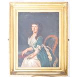 LARGE 19TH CENTURY OIL ON CANVAS PAINTING OF A LADY