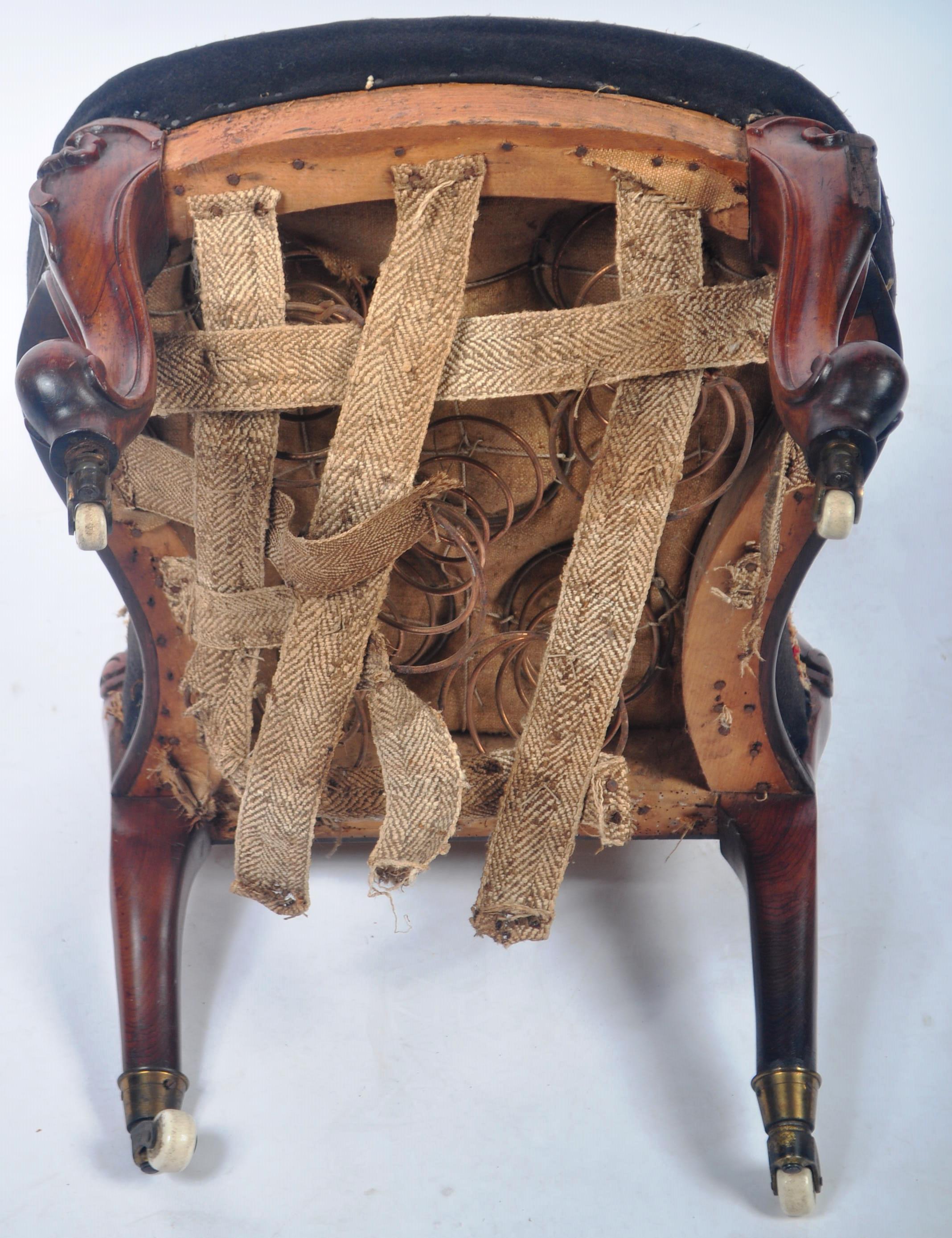 19TH CENTURY VICTORIAN ROSEWOOD & WALNUT NURSING CHAIR - Image 8 of 8