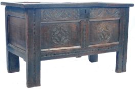 ANTIQUE 17TH CENTURY ENGLISH OAK COFFER BLANKET BOX