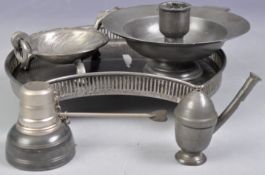 COLLECTION OF ANTIQUE PEWTER WARES INCLUDING ACORN PIPE