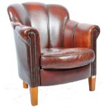ART DECO STYLE BROWN LEATHER CLUB ARMCHAIR