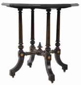 GILLOW & CO 19TH CENTURY EBONISED AND GILDED SIDE TABLE