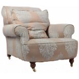 19TH CENTURY HOWARD STYLE SILK DAMASK UPHOLSTERY CHAIR