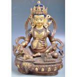 ANTIQUE 19TH CENTURY TIBETAN BRONZE JAMBHALA STATUE