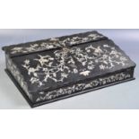 19TH CENTURY CHINESE BLACK LACQUER M.O.P. WRITING SLOPE