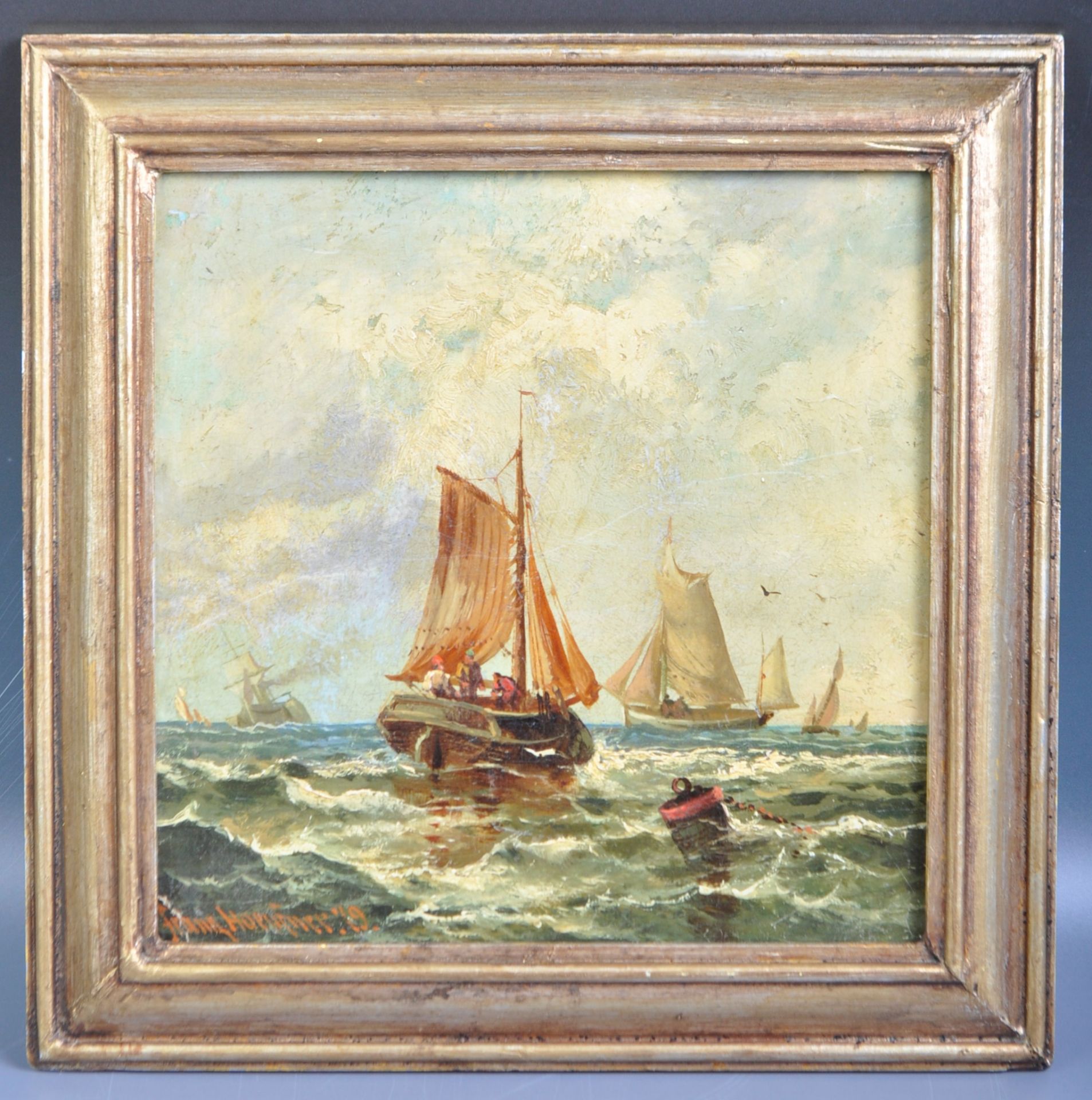 19TH CENTURY GERMAN OIL ON BOARD PAINTING BY FRANZ HOEPFNER