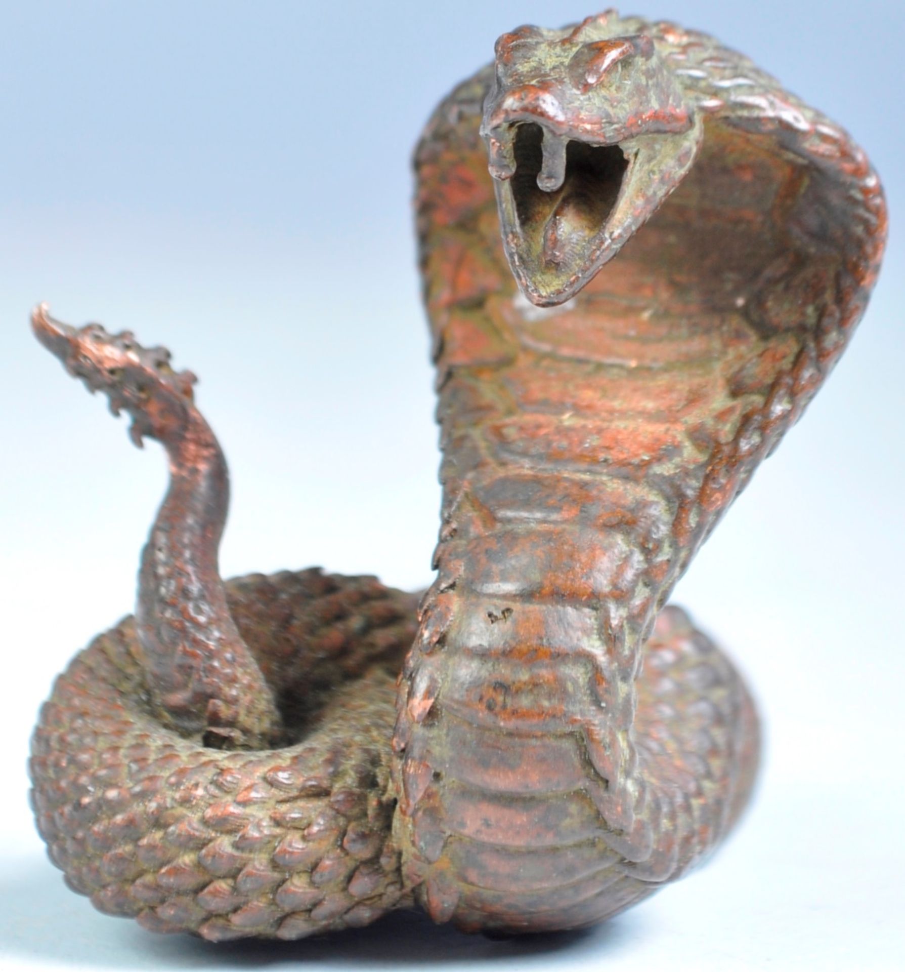 ANTIQUE JAPANESE MEIJI PERIOD SIGNED BRONZE OF A SNAKE - Image 5 of 5