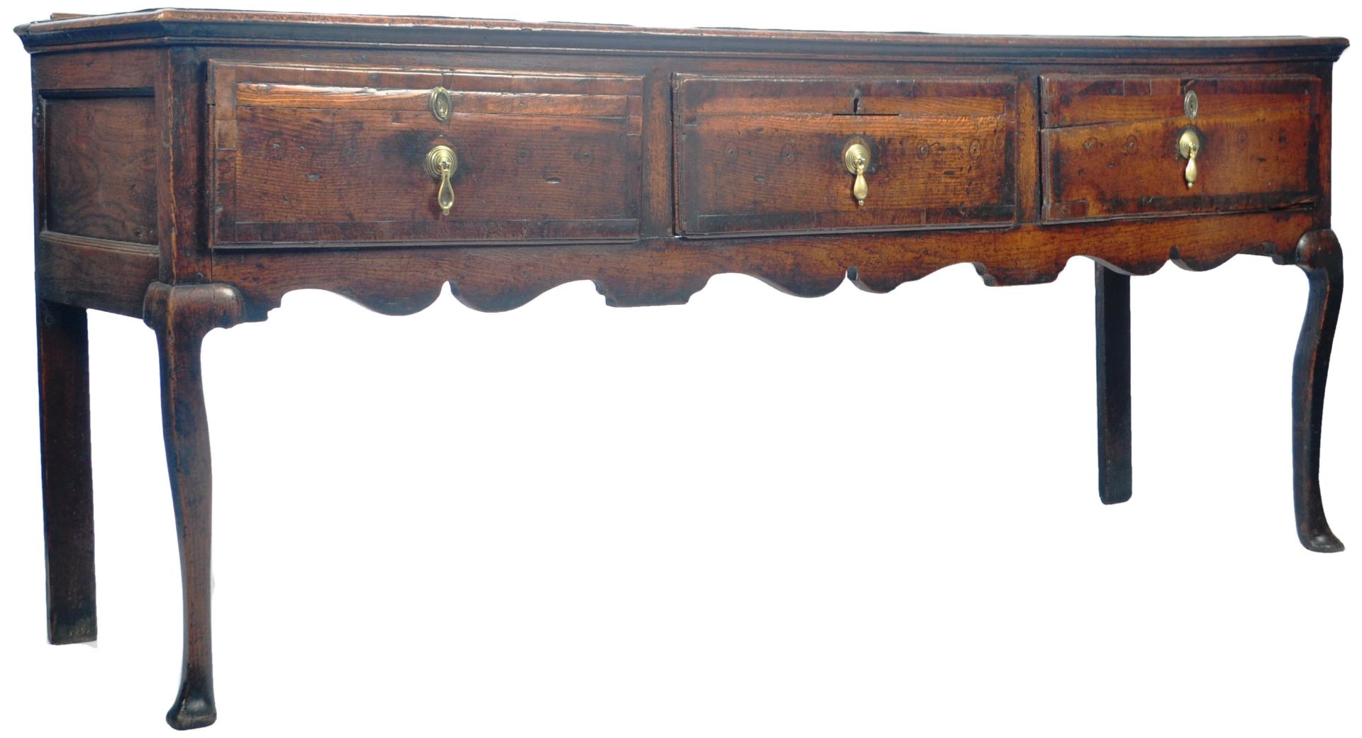 ANTIQUE 18TH CENTURY GEORGIAN OAK KITCHEN DRESSER BASE ON LEGS