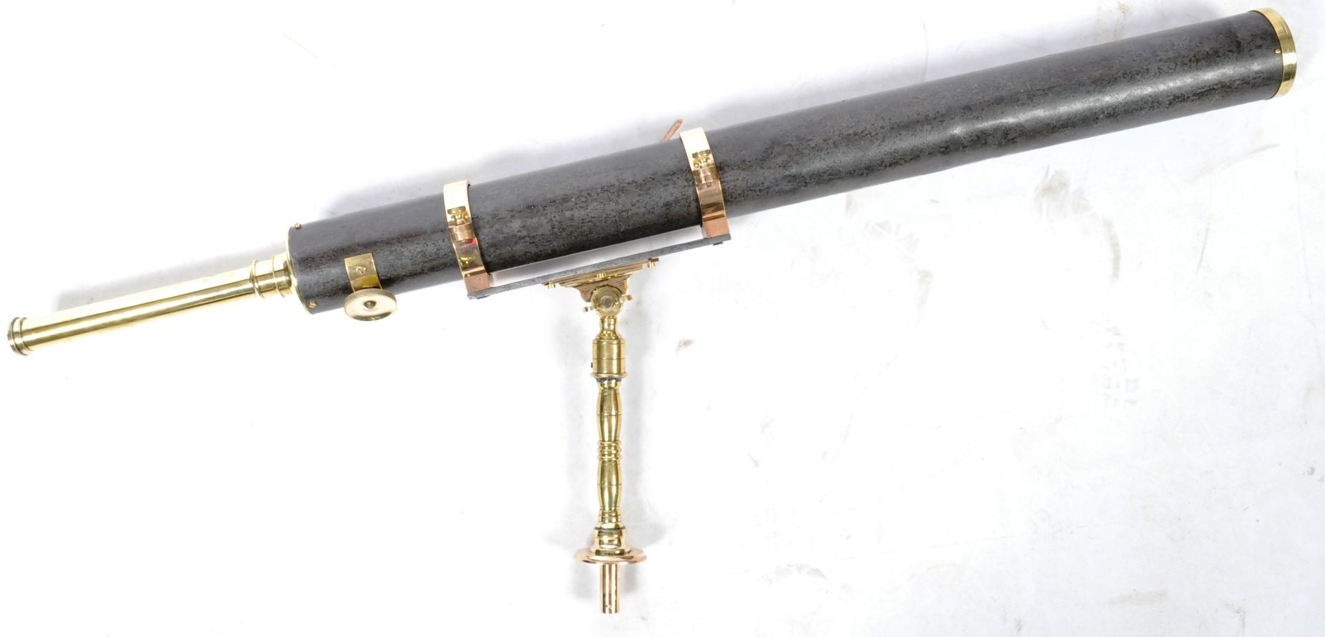 19TH CENTURY POLISHED BRASS AND STEEL CASED NAVAL TELESCOPE