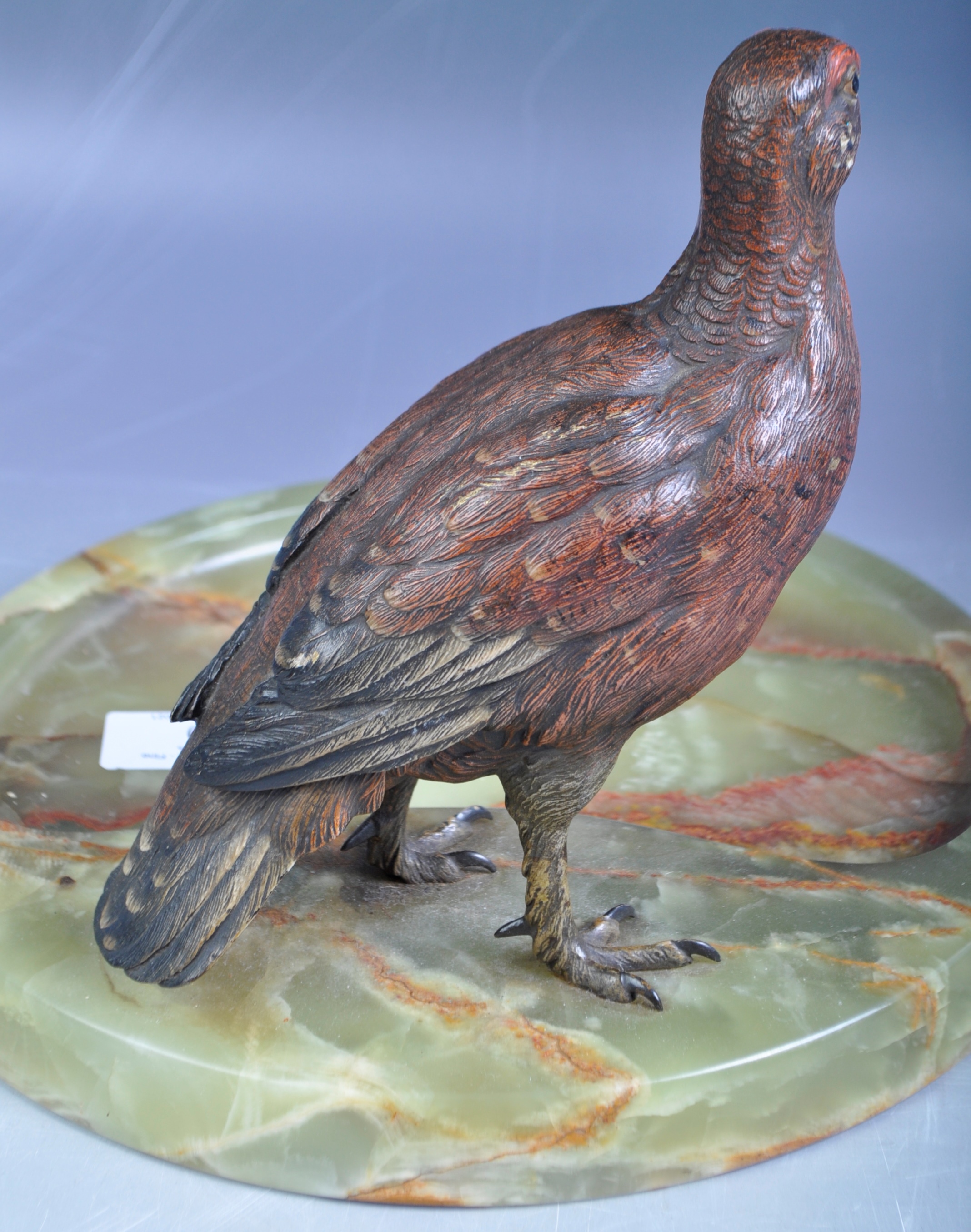 19TH CENTURY ANTIQUE COLD PAINTED BRONZE BIRD INKWELL - Image 4 of 5