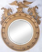 REGENCY GEORGE III EAGLE ADORNED CONVEX WALL MIRROR