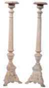 LARGE PAIR OF VICTORIAN CAST IRON FLOOR STANDING CANDLESTICKS