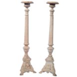 LARGE PAIR OF VICTORIAN CAST IRON FLOOR STANDING CANDLESTICKS