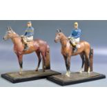 ANTIQUE PAIR OF COLD PAINTED HORSE & JOCKEY TABLE LIGHTERS