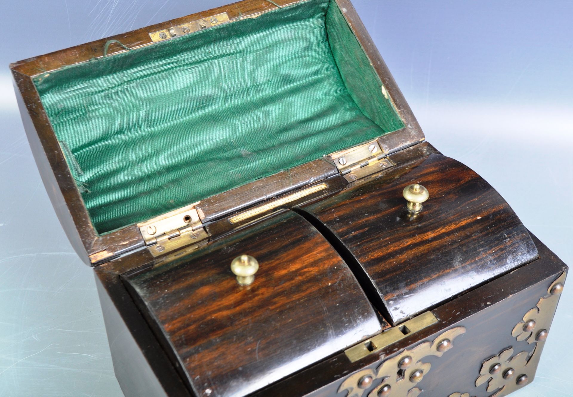 STRIKING COROMANDEL DOMED TEA CADDY WITH BRONZE MOUNTS - Image 3 of 6