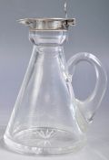 EDWARDIAN SILVER AND GLASS WHISKEY NOGGIN JUG