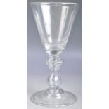 RARE GEORGIAN 18TH CENTURY SINGLE FLINT BALUSTER STEM WINE GLASS