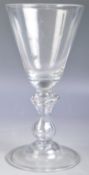 RARE GEORGIAN 18TH CENTURY SINGLE FLINT BALUSTER STEM WINE GLASS