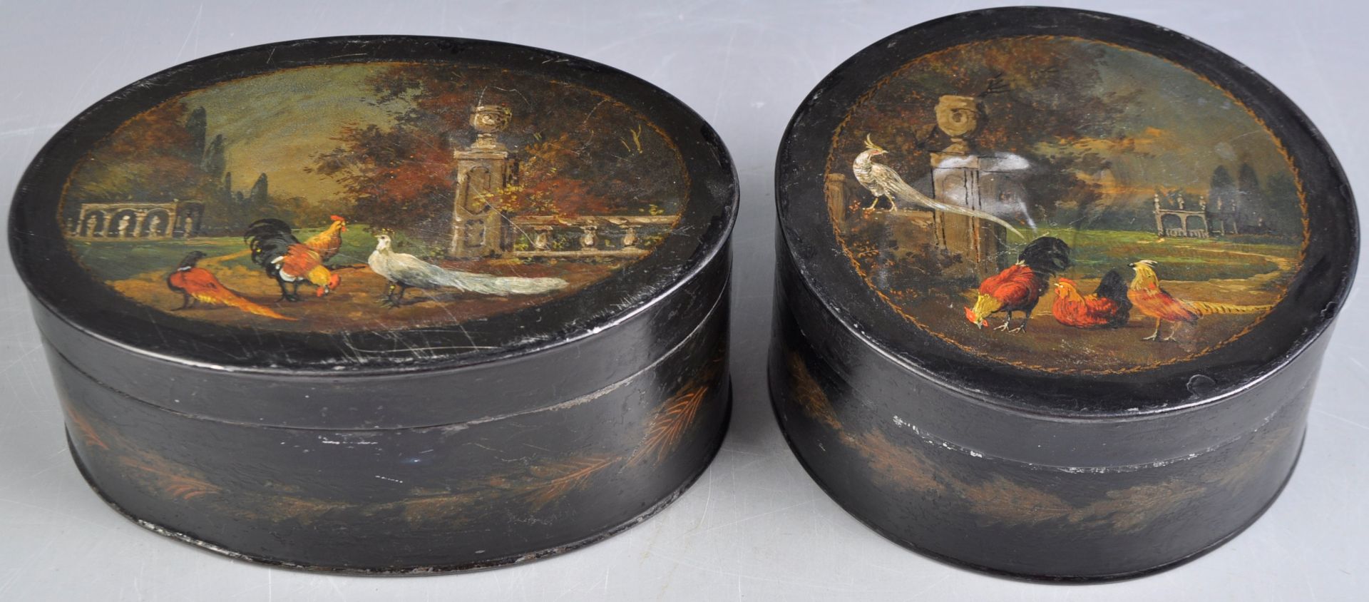 19TH CENTURY GEORGIAN REGENCY PONTYPOOL TOLEWARE PAINTED POTS