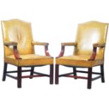 PAIR OF ENGLISH GEORGIAN STYLE GAINSBOROUGH ARMCHAIRS