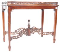 20TH CENTURY CHINESE CHIPPENDALE REVIVAL MAHOGANY SILVER TABLE