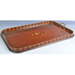 VICTORIAN MAHOGANY AND SATINWOOD INLAID SERVING TRAY