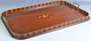 VICTORIAN MAHOGANY AND SATINWOOD INLAID SERVING TRAY