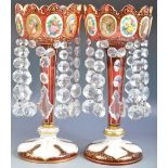 PAIR OF ANTIQUE 19TH CENTURY BOHEMIAN FLASH CUT GLASS LUSTERS