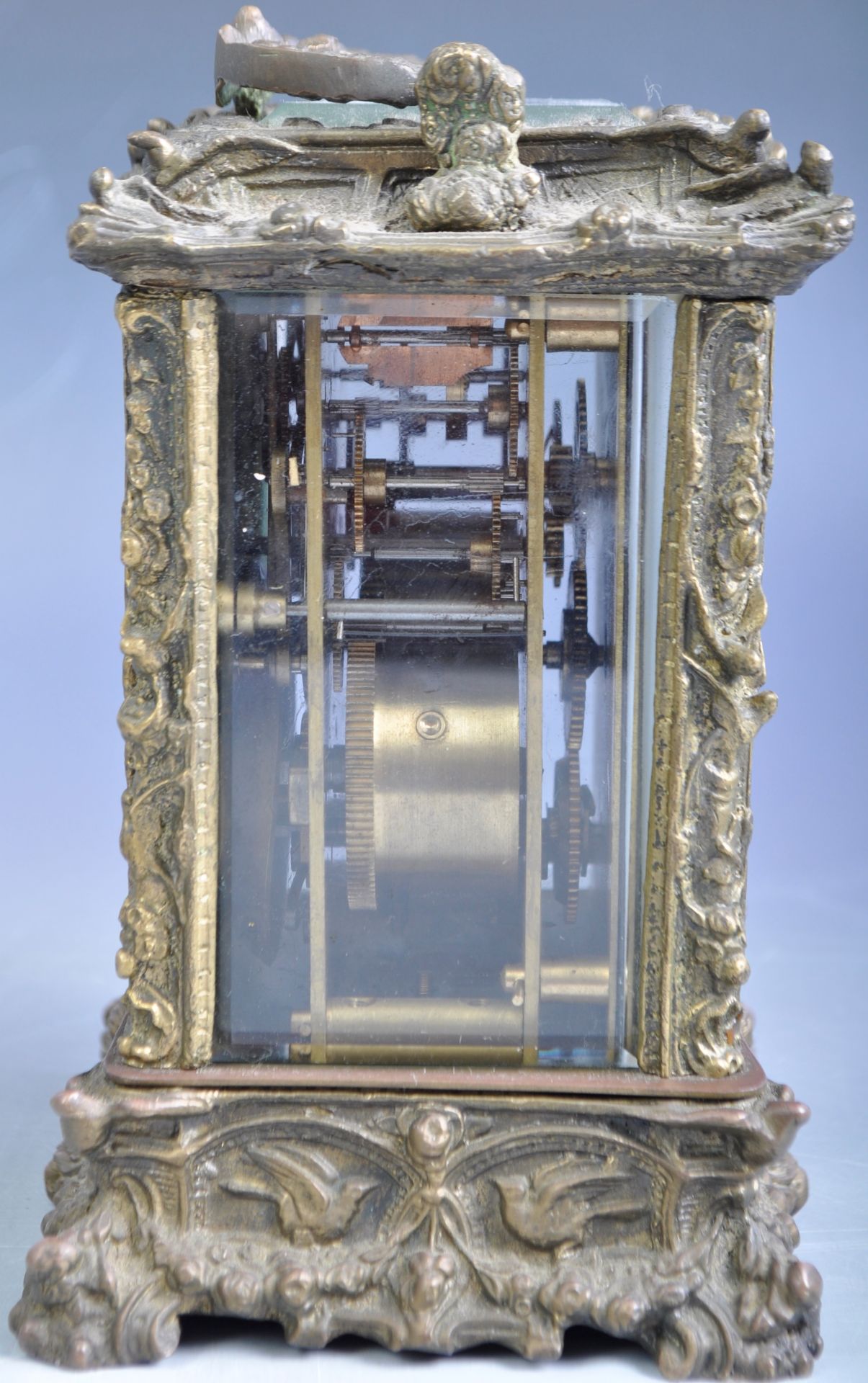 DECORATIVE 20TH CENTURY BRONZE CASED CARRIAGE CLOCK - Image 4 of 7