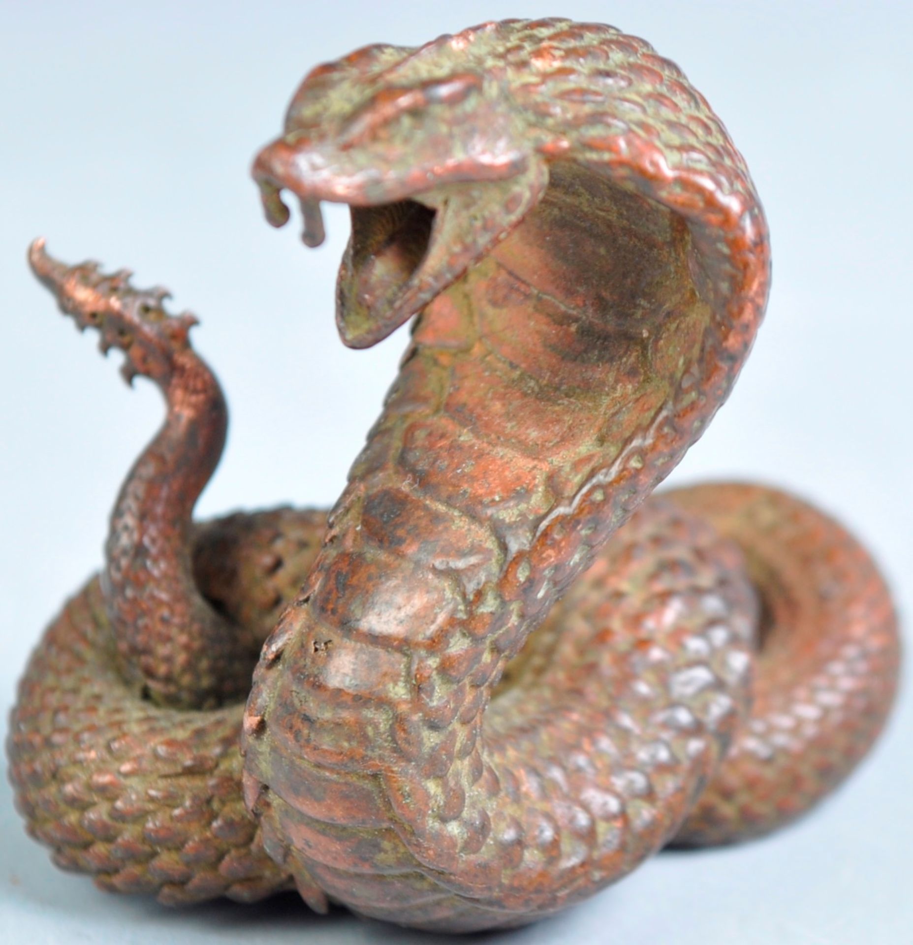 ANTIQUE JAPANESE MEIJI PERIOD SIGNED BRONZE OF A SNAKE