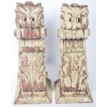 LARGE PAIR OF 90CM TALL PAINTED WALL CORBELS