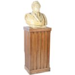 LARGE ANTIQUE PLASTER BUST OF LOUIS PHILIPPE I ON OAK STAND