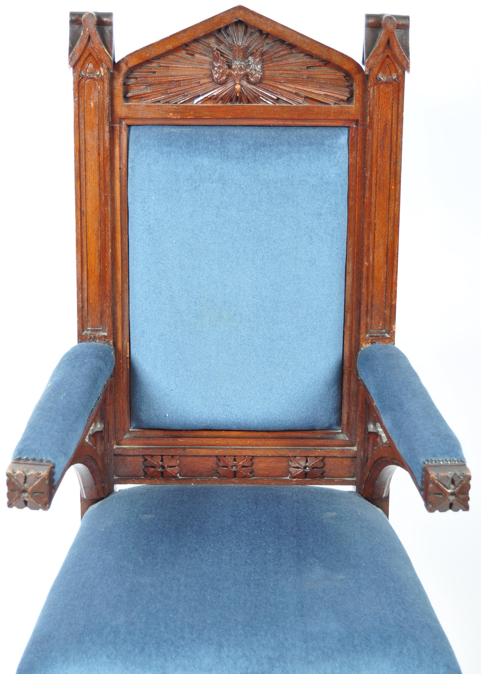 19TH CENTURY VICTORIAN GOTHIC REVIVAL OAK ARMCHAIR - Image 3 of 8