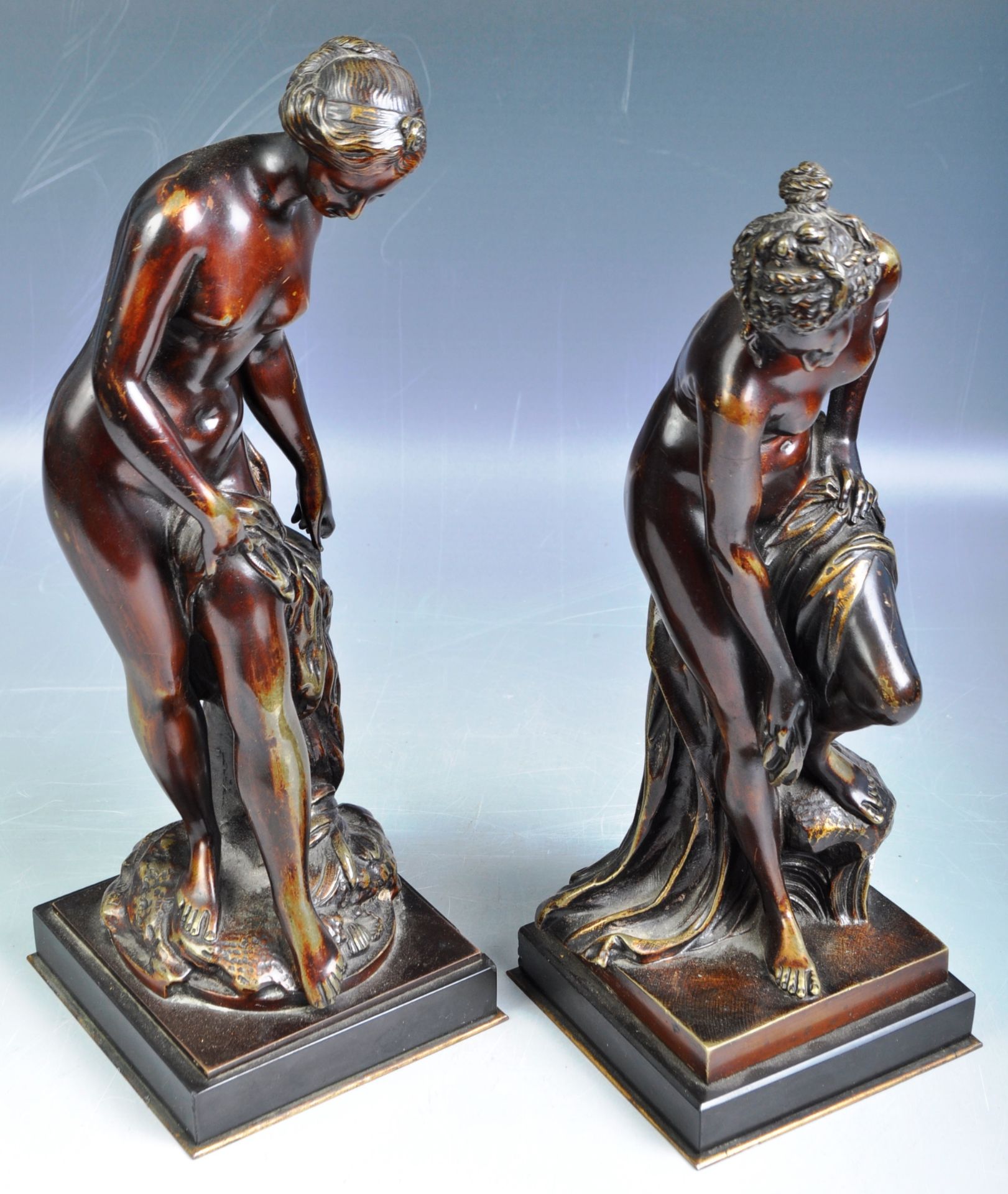 19TH PAIR OF ITALIAN BRONZED - VENUS APHRODITE BATHING - Image 6 of 8