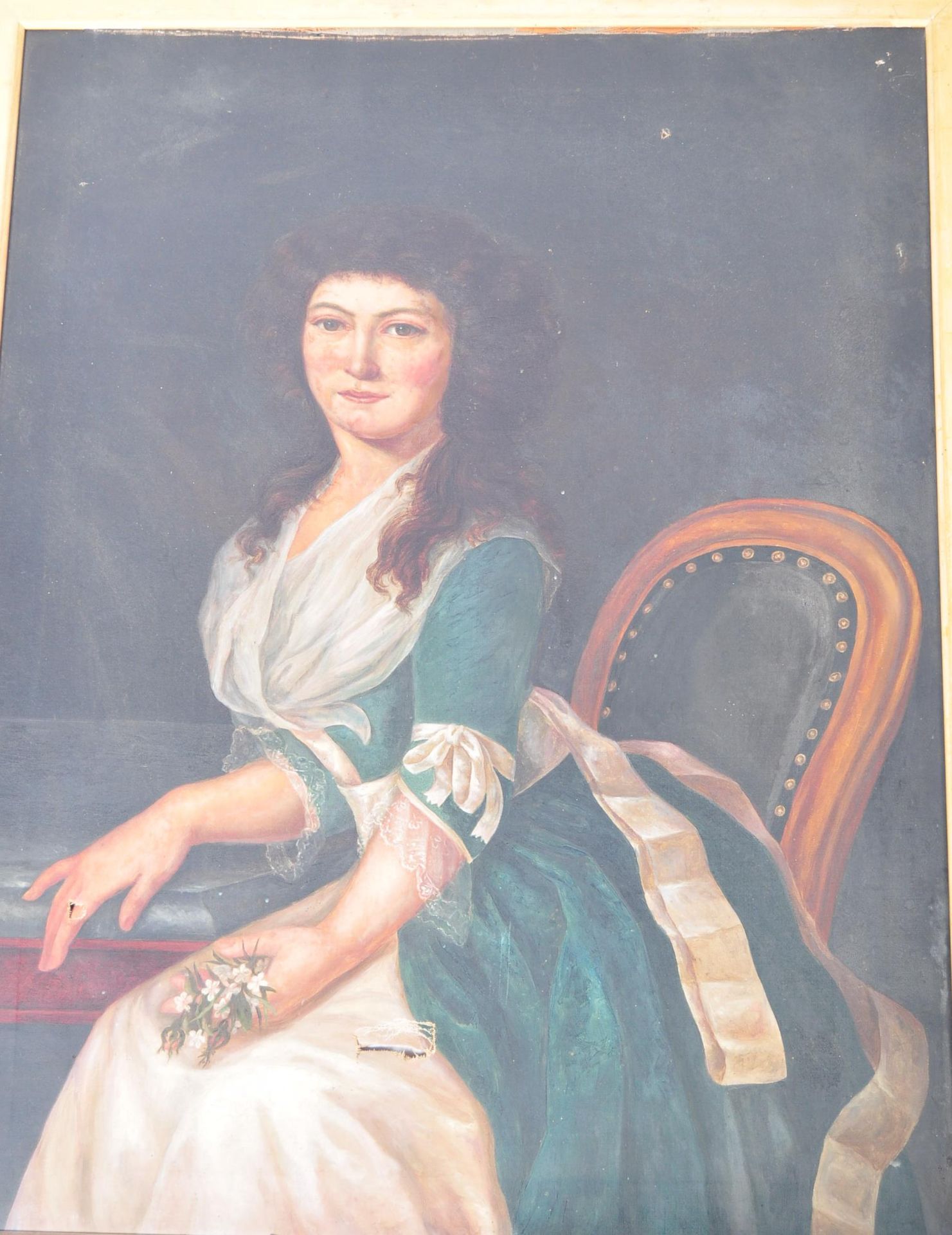 LARGE 19TH CENTURY OIL ON CANVAS PAINTING OF A LADY - Image 2 of 7