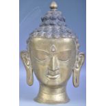 19TH CENTURY CHINESE TIBETAN HOLLOW BRONZE BUST OF BUDDHA