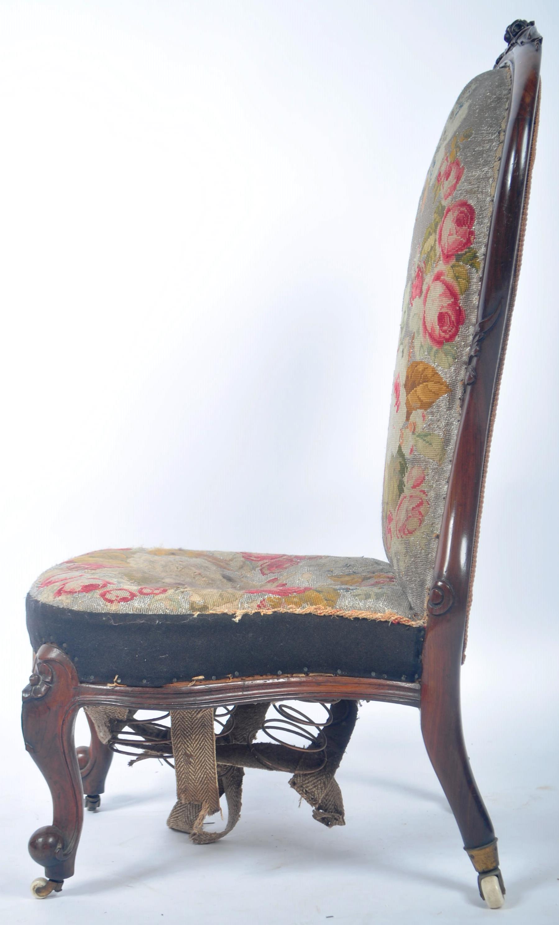 19TH CENTURY VICTORIAN ROSEWOOD & WALNUT NURSING CHAIR - Image 7 of 8