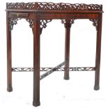 CHIPPENDALE STYLE MAHOGANY SILVER TABLE IN THE CHINESE TASTE